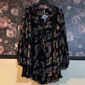 Free People Floral Boho Tunic Top
